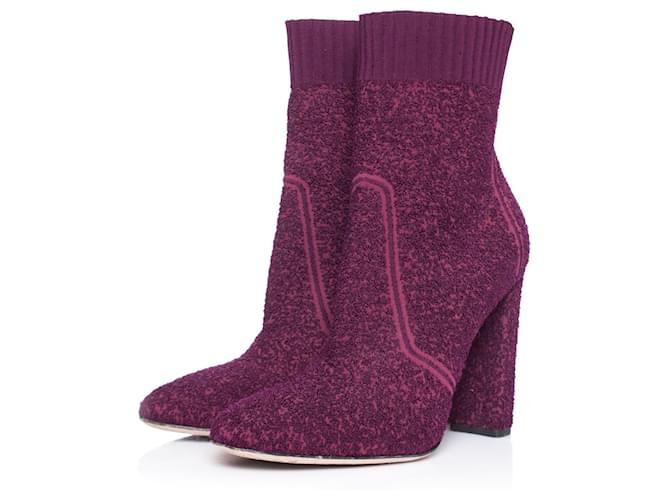 Gianvito Rossi, Stivaletti Fiona in maglia bouclé Rosso