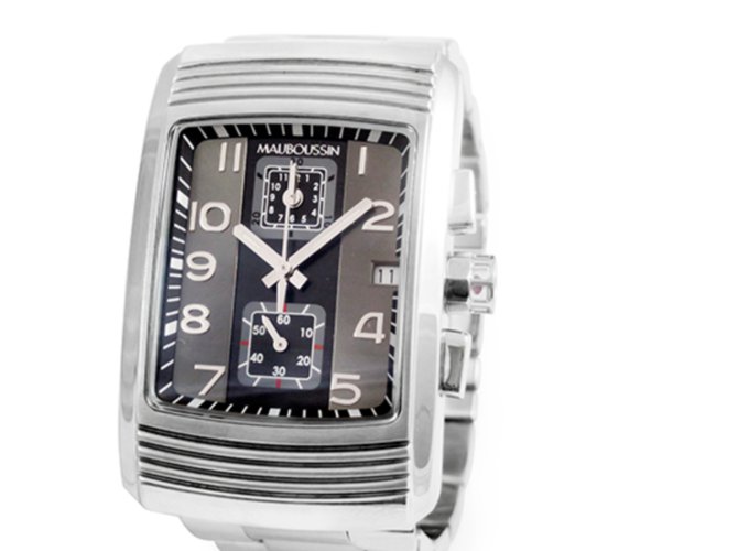 MAUBOUSSIN - Chrono Watch "Vital Strength" Steel on Steel- 50 MM Argento