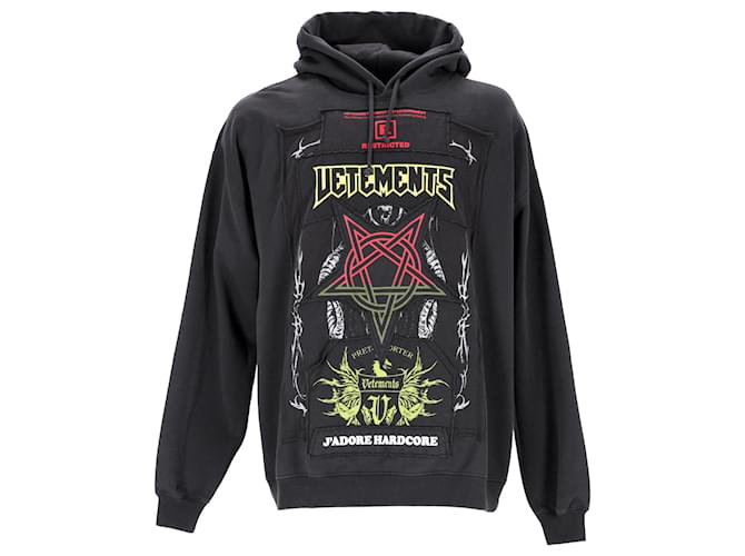 Vêtements Felpa con cappuccio Vetements J'adore Hardcore Print in cotone nero