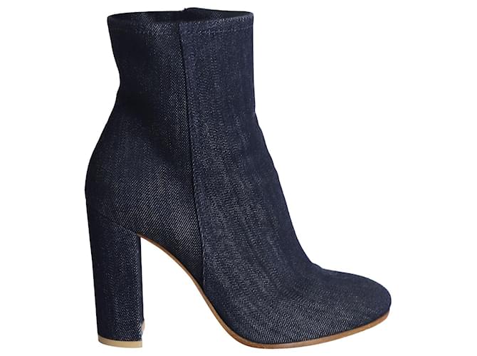 Stivaletti Gianvito Rossi con tacco largo in denim blu