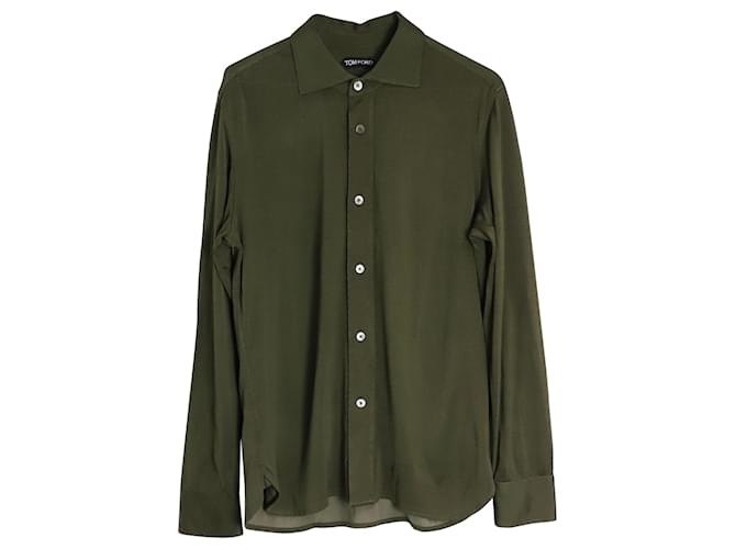 Camicia button-down Tom Ford in viscosa verde