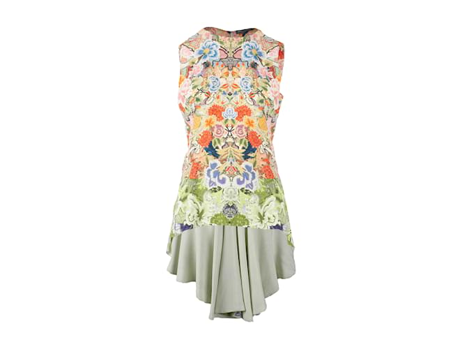 Top peplo con motivo floreale Kaleidoworn di Alexander McQueen Multicolore