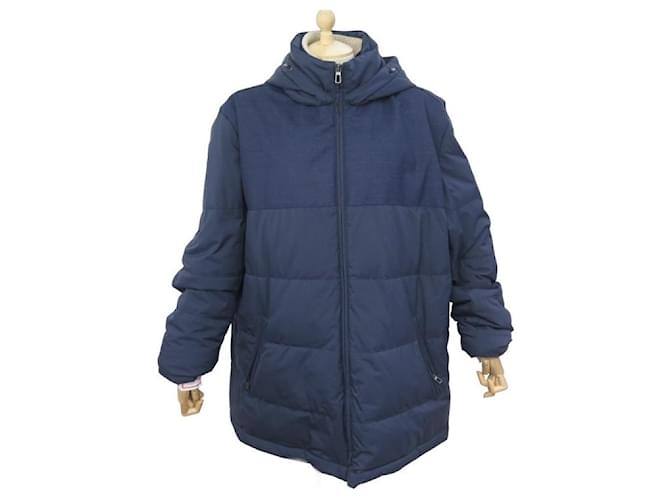 NUOVO PIUMINO LORO PIANA CAPPOTTO XXXL 54 Soggetto4253 CAPPOTTO IN LANA VERGINE Blu navy