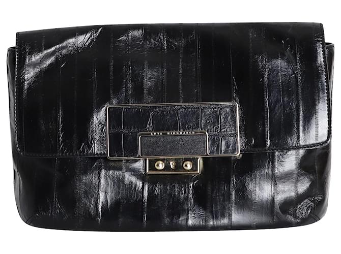 Pochette Anya Hindmarch in pelle nera Nero