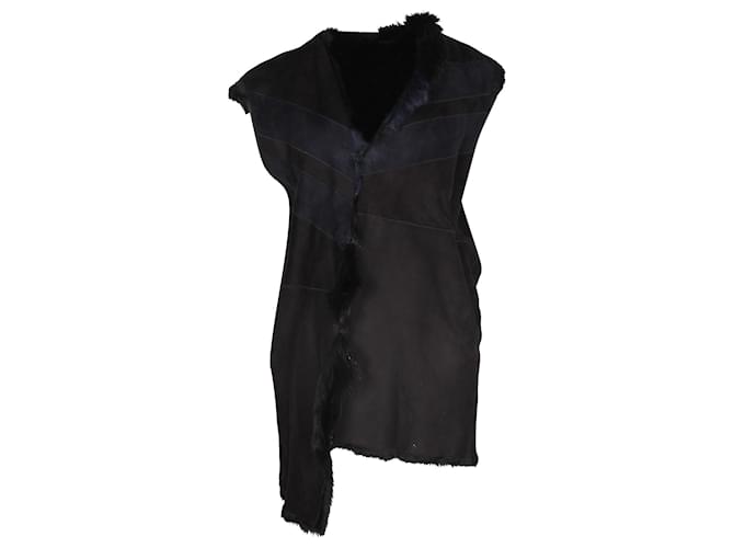 Gilet in pelliccia di shearling Iro Manami in pelle scamosciata nera Nero