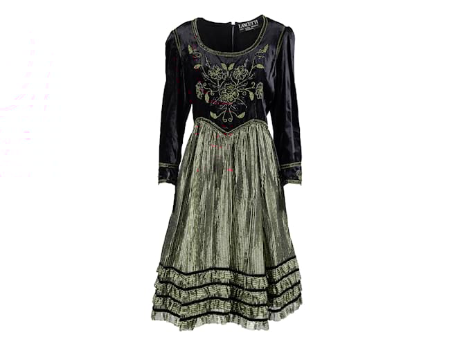 Autre Marque Abito Lancetti Vintage scintillante e in velluto Nero