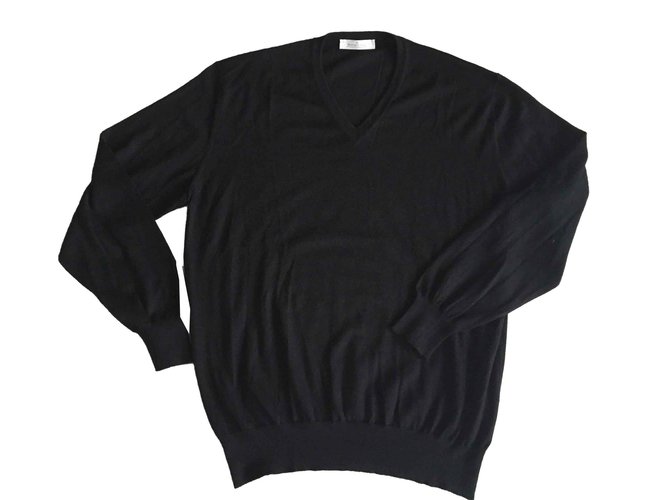 ERMENEGILDO ZEGNA Maglione con scollo a V in cashmere nero TOP CONDITION !! Taglia M