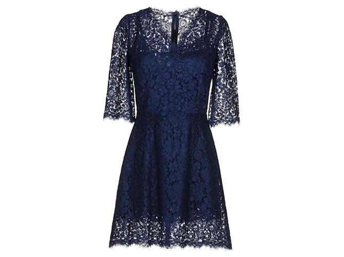Abito corto in pizzo blu scuro Dolce & Gabbana Blu navy