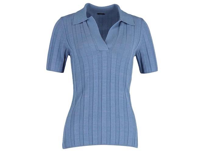 Polo Joseph in maglia a coste in poliammide blu