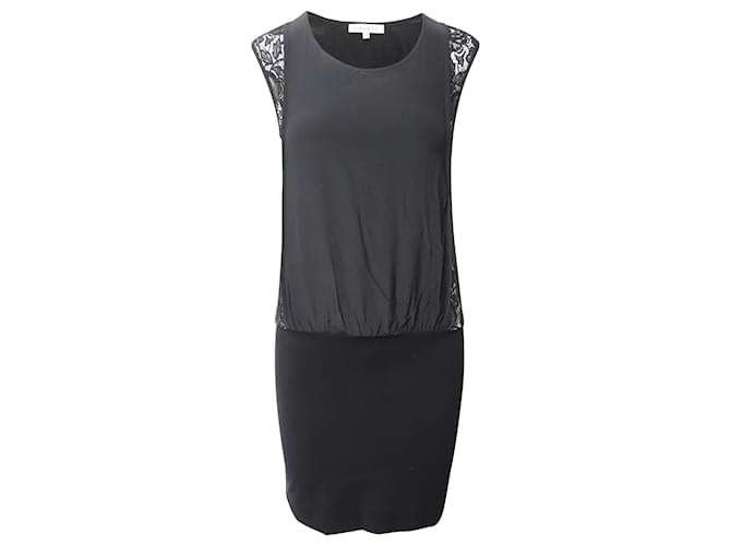 Abito Sandro Paris con pannello allacciato in viscosa nera Nero