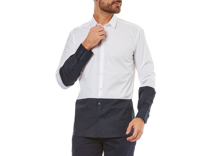 Karl Lagerfeld CAMICIA BIANCA E BLU UOMO LAGERFELD Bianco Blu scuro