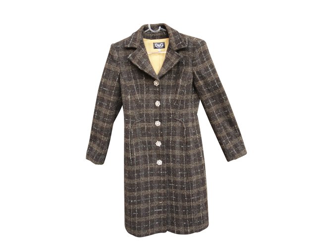 Cappotto Dolce & Gabbana con bottoncini di strass Marrone