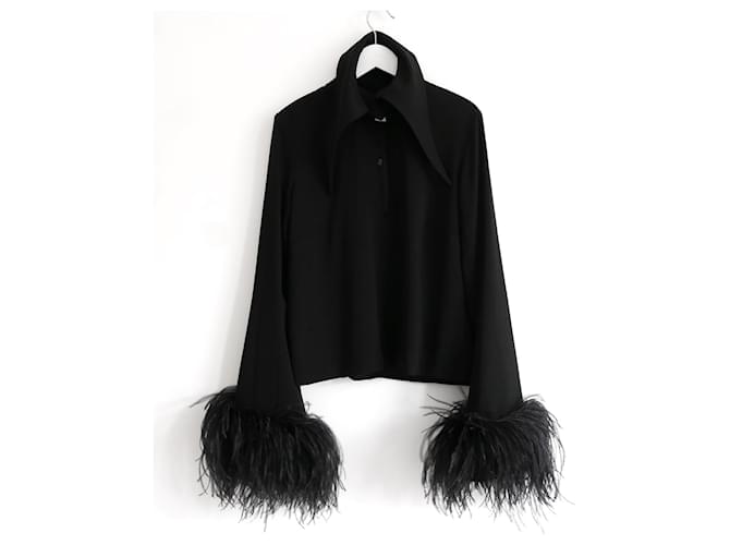 Autre Marque 16Top Arlington Michelle impreziosito da piume Nero