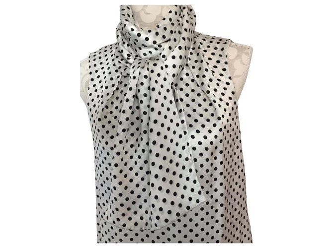 Autre Marque top senza maniche con lavaliere in seta Bianco