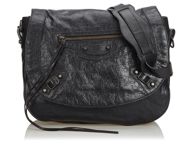 Borsa a tracolla classica Balenciaga nera Motocross classica Nero