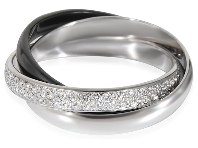 Anello Trinity in oro bianco e platino con diamanti Cartier