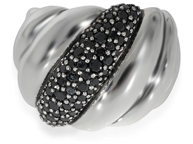 David Yurman Hampton Cable Ring con diamanti neri in argento sterling 0.84 ctw