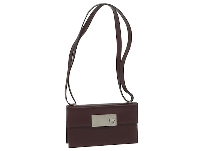 Salvatore Ferragamo Gancini Borsa A Spalla Pelle Bordeaux Aut 63551 Bordò