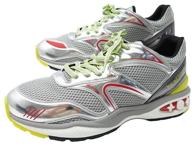 NUOVA TAGLIA SCARPE LOUIS VUITTON 9 43 SCARPE SNEAKERS IN TELA DI PELLE Grigio