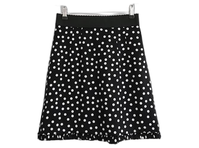 Gonna in seta a pois Dolce & Gabbana Nero