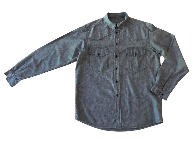 Autre Marque camicia da uomo grigia 100% cotone T. XL Grigio