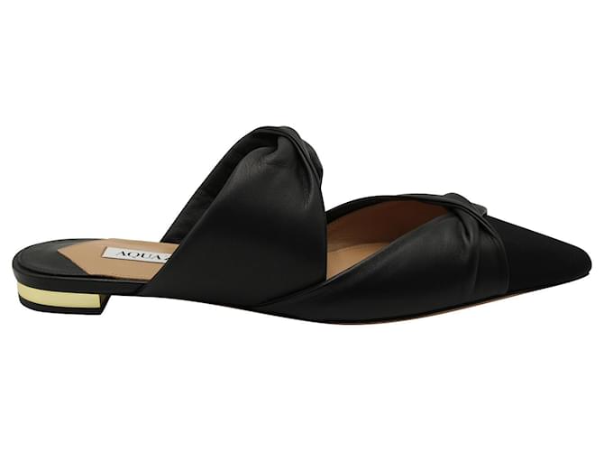Mules Aquazzura Twist Flat in pelle Nera Nero