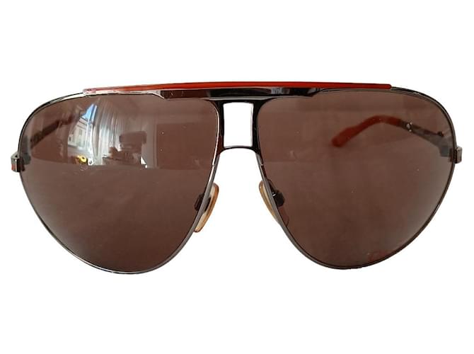 Dolce & Gabbana Occhiali da aviatore oversize Metallico Marrone scuro