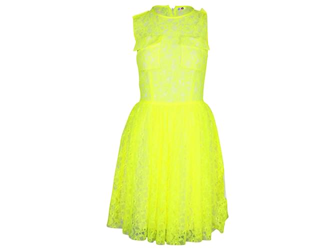 Abito in pizzo MSGM in poliammide giallo neon
