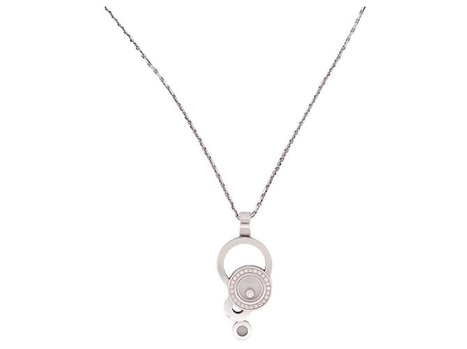 COLLANA CON PENDENTE CHOPARD HAPPY DIAMONDS IN ORO 18k diamanti 0.11COLLANA CT Argento