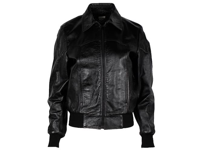 Edge Céline Giacca Blouson Celine in pelle di agnello nera Nero