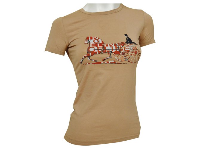 T-Shirt Top Camel Céline Taglia S SMALL Caramello