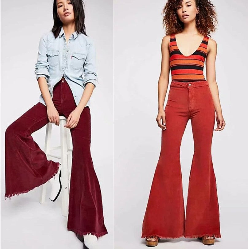 Pantaloni a zampa in velluto a coste in stile vintage