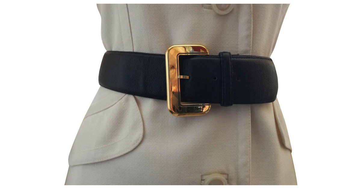 Bellissima cintura "Pierre Cardin" donna in pelle nera T42/44 Nero