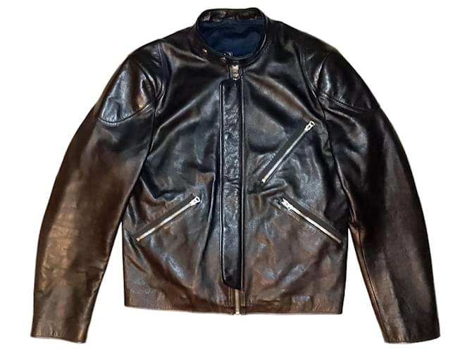ACNE STUDIOS GIACCA DA MOTOCICLISTA IN PELLE NERA CON DETTAGLI A NASTRO NEIL SS14 Nero