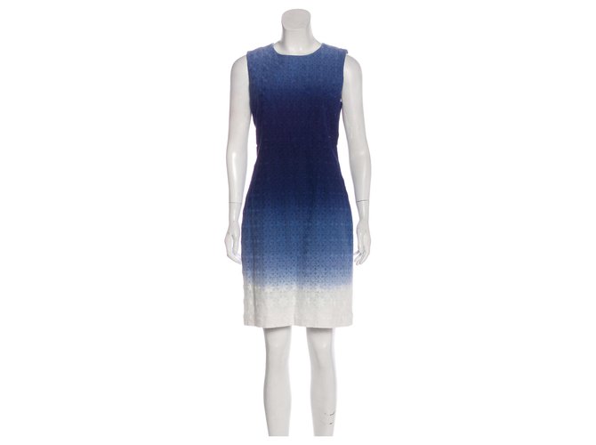 Diane Von Furstenberg Vestito con occhiolino in cotone DvF Kedina Bianco Blu Blu scuro