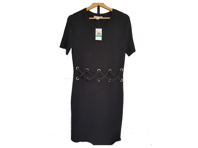 Black Michael Kors Sweaterdress con dettagli in pizzo L UK 14-16 Nero