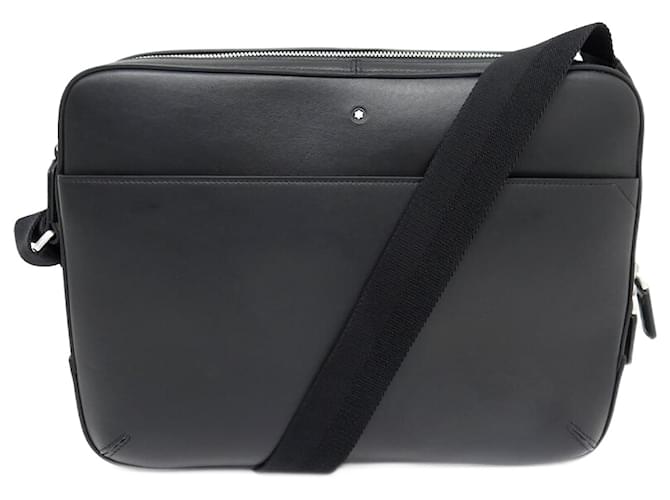NUOVA BORSA CON PIASTRA LOGO MONTBLANC MESSENGER 124084 BORSA A TRACOLLA NERA Nero