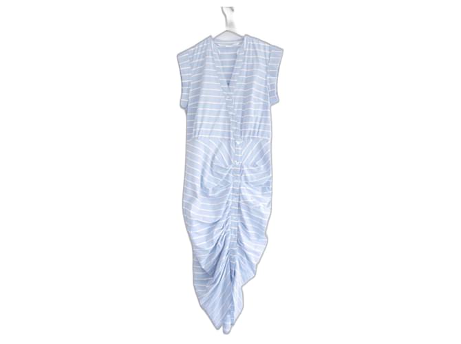 Abito camicia in cotone stretch con ruches di Veronica Beard Blu chiaro