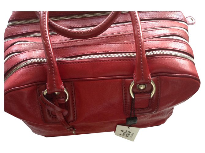 D&G GRANDE BORSA IN PELLE MULTI-ZIP LILY Rosso