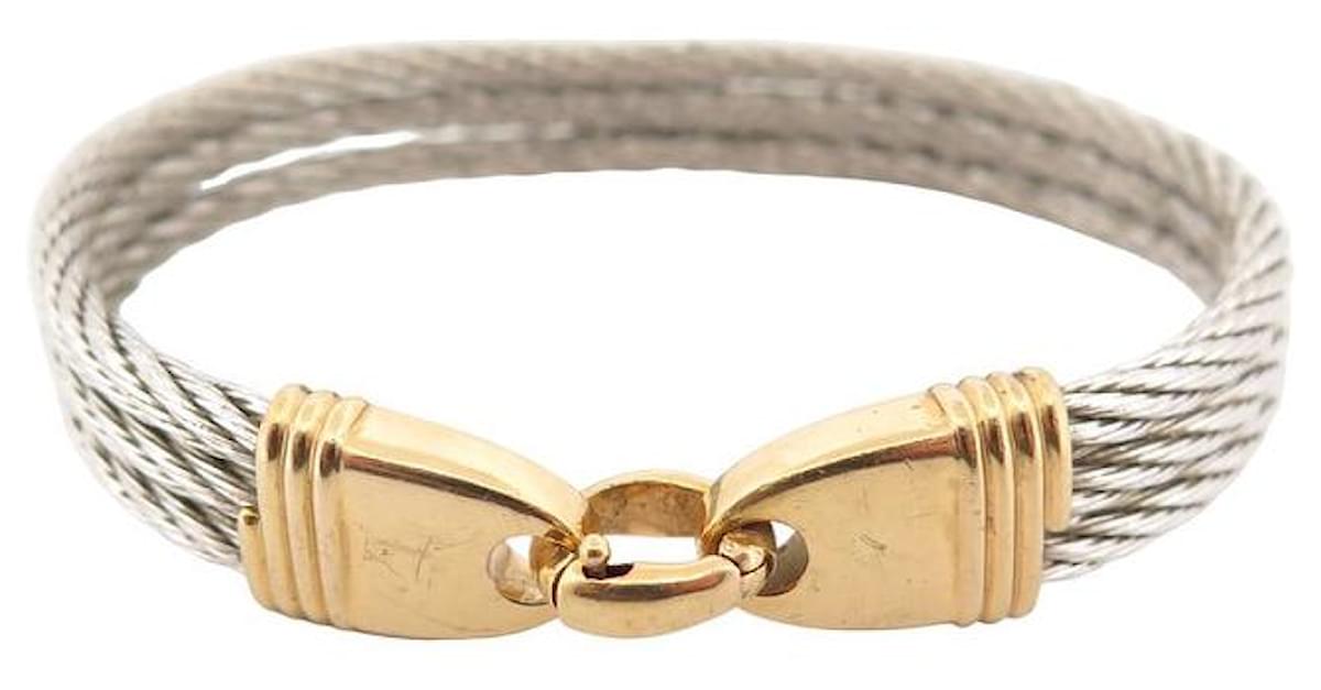 BRACCIALE FRED FORCE VINTAGE 10 CAVO 24 CM ACCIAIO E ORO GIALLO 18K CINTURINO PER BRACCIALE