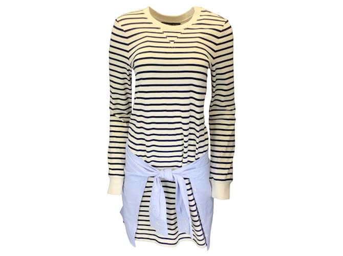 Abito Laszlo con vita legata Ecru / Blu Navy di Veronica Beard Multicolore