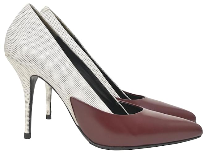 Autre Marque Décolleté bicolore Alexander Wang in pelle crema e bordeaux Rosso Bordò