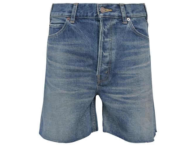 Céline Shorts in denim leggero Celine in cotone azzurro Blu Blu chiaro