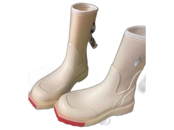 Off White Stivali di gomma bianco sporco Crema