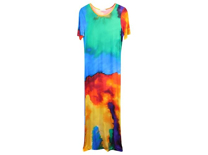 Abito maxi tie-dye multicolore in cupro di Paco Rabanne