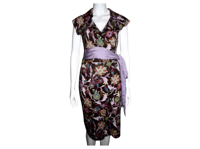 Diane Von Furstenberg Abito avvolgente in seta Attica Marrone Multicolore