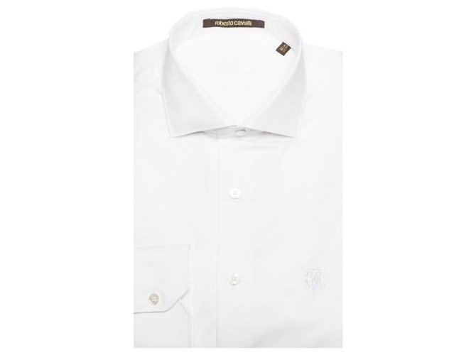 ROBERTO CAVALLI NUOVA CAMICIA SLIM FIT BIANCA DA UOMO Bianco