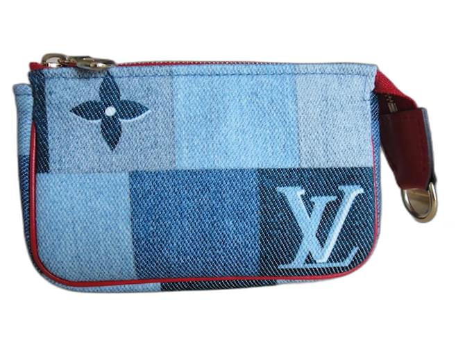 Louis Vuitton, Pochette Accessoires in tela Monogram Denim Rosso Blu