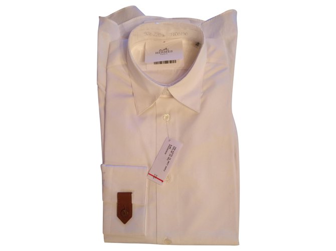 Hermès Chemise ajustée Popeline di zuppa col droit Bianco
