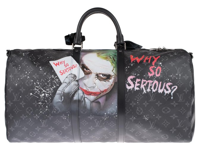 BATBAG superbo personalizzato da Patbo su Louis Vuitton Keepall 55 eclissi nuova condizione! Nero